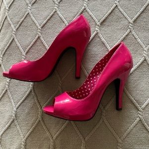 Fuchsia Open Toe High Heels